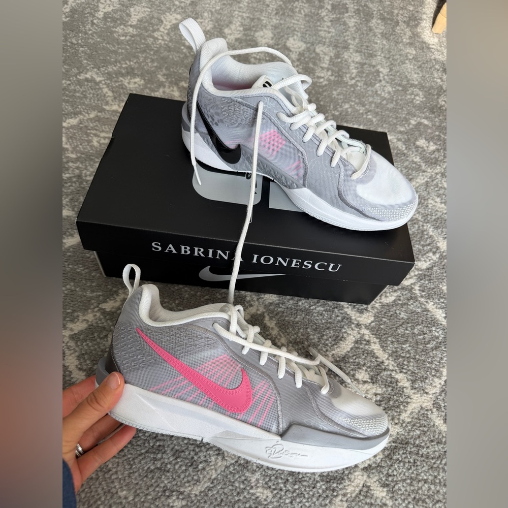 Nike Women's White and Pink Sabrina basketball Athletic Shoes